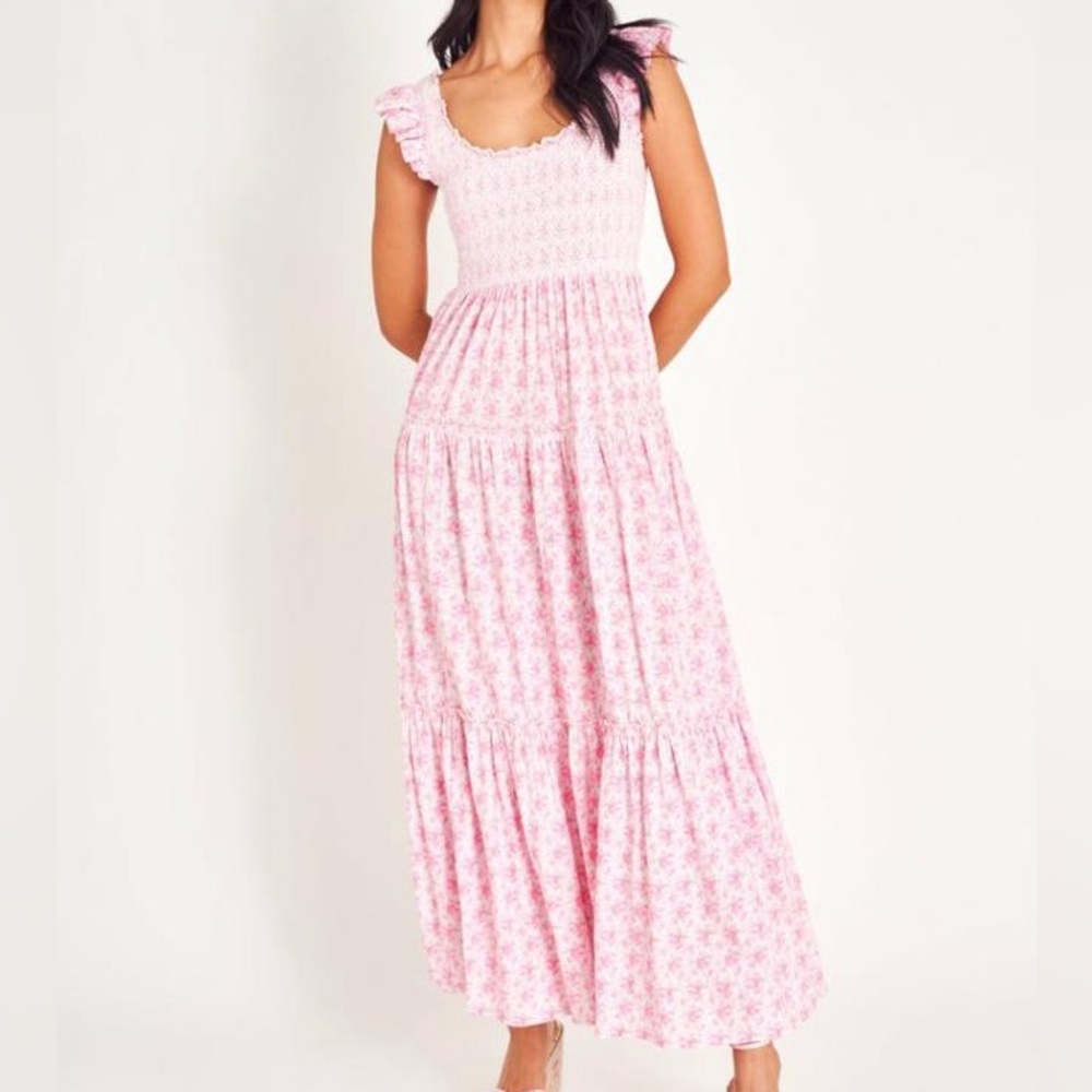 LoveShackFancy Chessie Dress in Rose Patch